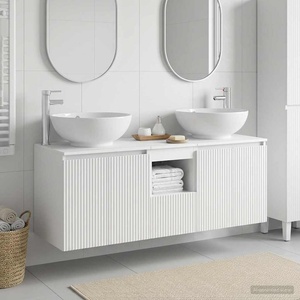 vidaXL Комплект шкафове за баня 3 бр. Бяло 129 x 44.5 x 80 см (3405697)