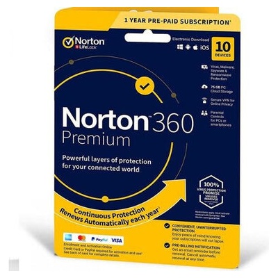 Norton 360 Premium 75 GB 10 lic. 12 mes.