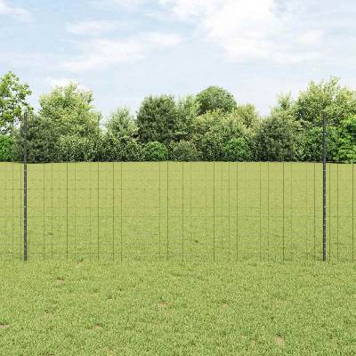 OMAXI Euro plot s pilotem 10 x 1,2 m Ocel potažená PVC Šedá Síťovina 923806