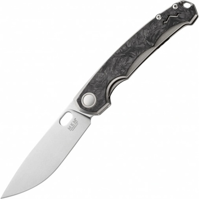 MKM ECLIPSE – MAGNACUT SATIN čepel - Ti RÁM, DARK MATTER BLACK CF OVERLAY Linerlock MK EL-GYCF