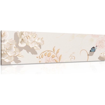 Obraz vintage zátiší s motýlem - 150x50