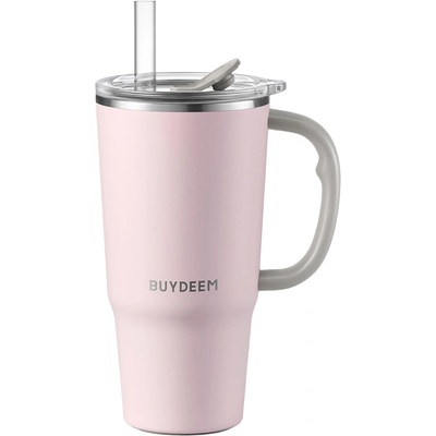 Buydeem Thermo Mug With Straw 700 ml, model DS57, color Pink (DS57-P)