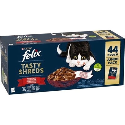 Felix Tasty Shreds hovězí, kuře, kachna, krůta ve šťávě 44 x 80 g – Zbozi.Blesk.cz