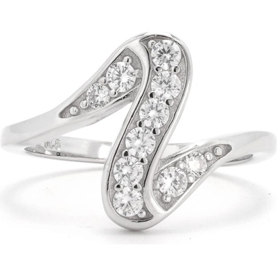 Rafity Stříbrný prsten Wave Sparkle se zirkony R0049 05