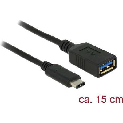 Delock 65634 USB A zásuvka,USB C vidlice 0,15m černý