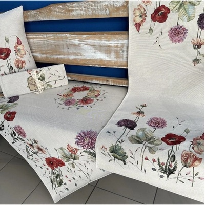 Mondo Gobelínový obrus prírodná farba Eden 1239 NA Lúčne kvety 40x100cm
