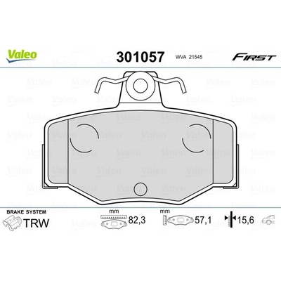 301057 VALEO Sada brzdových destiček, kotoučová brzda | Zboží Auto