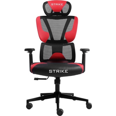 RFG Геймърски стол RFG Strike, дамаска и меш, Multi-function механизъм, метална основа, до 130 kg, черно-червен