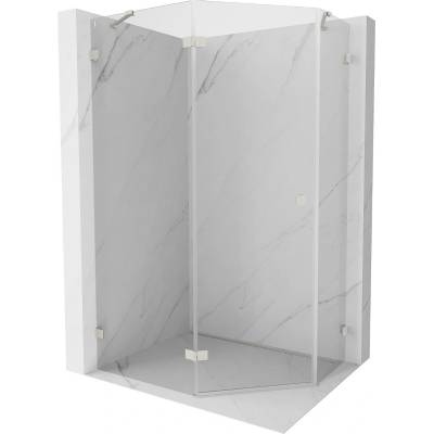 Mexen Lunar петстенна душ кабина с врата наляво 100 x 80 см, прозрачна, четкан (831-100L-080P-97-00-L)