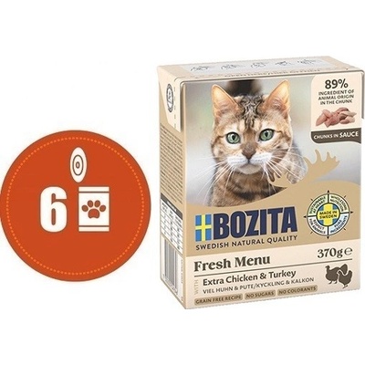 Bozita cat Fresh Menu kousky v omáčce s kuřetem a krůtou 6 x 370 g