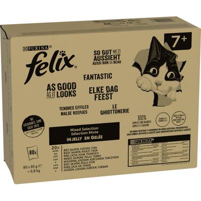 Megapack Felix Fantastic hovězí, losos, kuře, tuňák 80 x 85 g