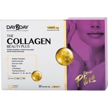 Day2Day The Collagen Beauty Plus | 10.000 mg Collagen Peptides + Hyaluronic Acid, CoQ10 & Glutathione [30 x 40 мл] Манго