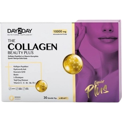Day2Day The Collagen Beauty Plus | 10.000 mg Collagen Peptides + Hyaluronic Acid, CoQ10 & Glutathione [30 x 40 мл] Манго