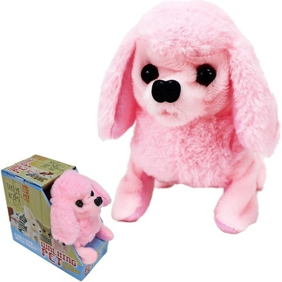 PLYŠ Pes pudl růžový chodící na baterie Zvuk