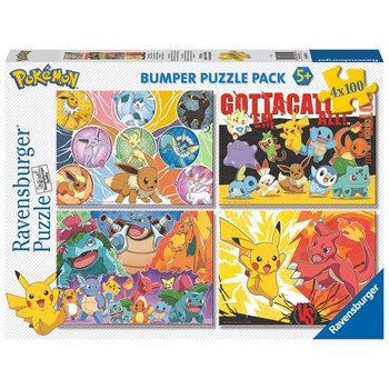 Ravensburger Пъзел Pokemon, Ravensburger, 4x100 бр (4005556056514) (4005556056514)