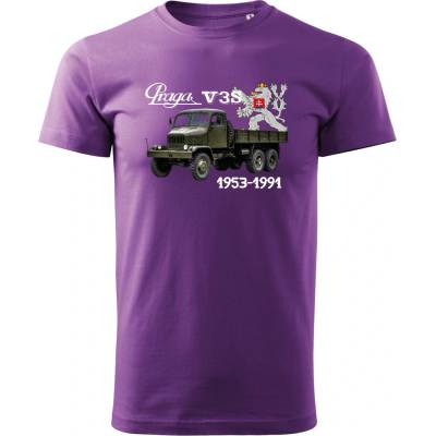 Maverprint Retro tričko Praga V3S 1953–1991 legenda československých ciest Fialová
