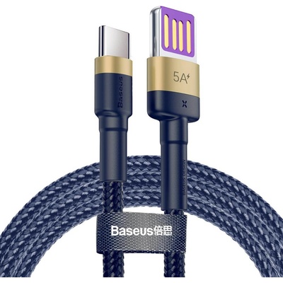 Baseus Кабел с въжена оплетка и бързо зареждане за устройства с USB-C порт (100 см) - Baseus Cafule Quick Charge USB-C Cable (CATKLF-PV3) (тъмносин) (CATKLF-PV3)