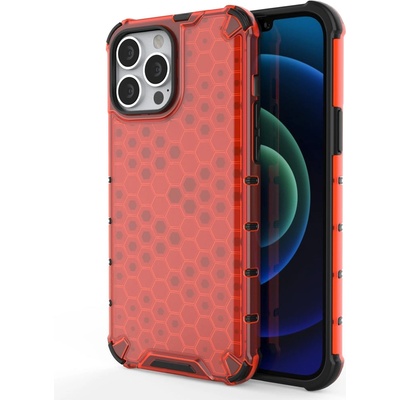 HQWear Удароустойчив кейс от ТРU материал Honeycomb за Apple iPhone 13 Pro, Червен (9145576213261)