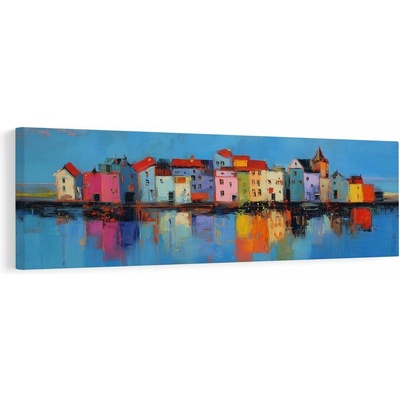 Obraz odrazy městských barev - 120x40