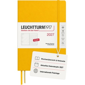 Leuchtturm1917 weekly calendar 2027 dotted medium (A5) with notebook - 145 x 210 mm - January-December 2027 - 400260 (400260)