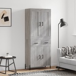 vidaXL Висок шкаф, сив сонома, 69, 5x34x180 см, инженерно дърво (3199887)