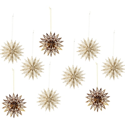 Bloomingville Papírová ozdoba Star Ornament set 9 ks hnědá barva papír