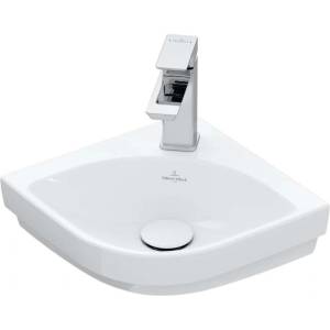 Villeroy & Boch Subway 3.0 - Ъглова мивка 32x32 см, без преливник, отвор за смесител, CeramicPlus, Stone White 437146RW (437146RW)