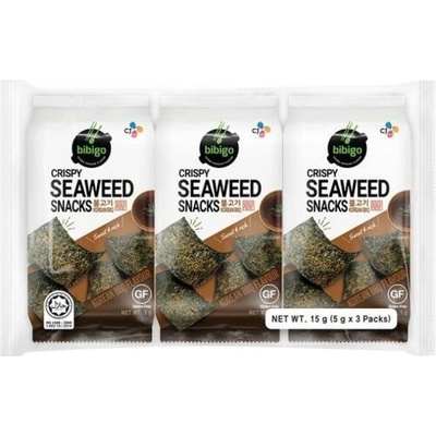 BIBIGO kórejské chipsy morské riasy s príchuťou bbq 3 x 5 g