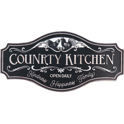 Černá plechová cedule Country Kitchen - 60*1*30 cm - Clayre & Eef