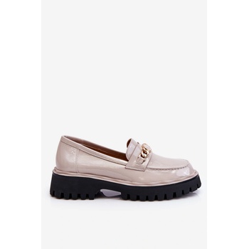 S. Barski Lakované mokasíny na platformě Světle šedé Ronin šedá