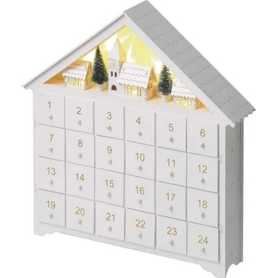 EMOS SK s.r.o. Lighting LED adventný kalendár drevený 35x33 cm 2x AA vnútorný teplá biela časovač DCWW02