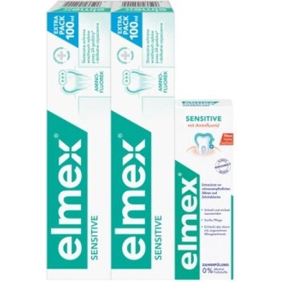 Elmex Sensitive дуопакет - 2x паста за зъби 100ml + вода за уста 100ml