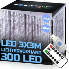 Vipelectro Světelný závěs 3x3m 300 LED s ovladačem na USB Studená bílá