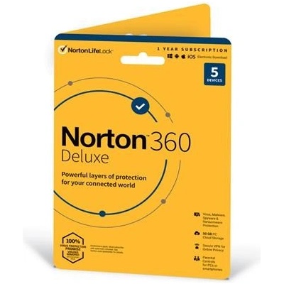 Norton 360 DELUXE 50GB + VPN 1 lic. 5 lic. 3 roky - ESD (21435543) – Zboží Živě