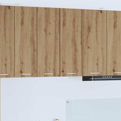 vidaXL Висящ шкаф с врата Занаятчийски дъб и бяло 30 x 31 x 80 см (884256)