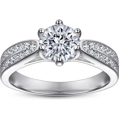 Lunica Výrazný zásnubní prsten se zirkony 0605 8