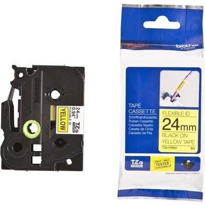 Brother originální páska do tiskárny štítků, Brother, TZE-FX651, černý tisk/žlutý podklad, TZEFX651