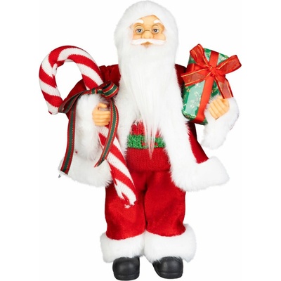 MagicHome Dekorace Vánoce, Santa, s dárkem, červený, 45 cm