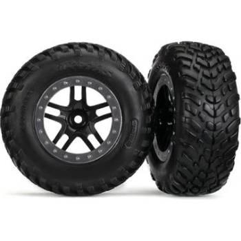 Traxxas колело 2.2/3.0", джанта SCT Split-Spoke черно-сатенено, гуми SCT (2) (2WD предни)
