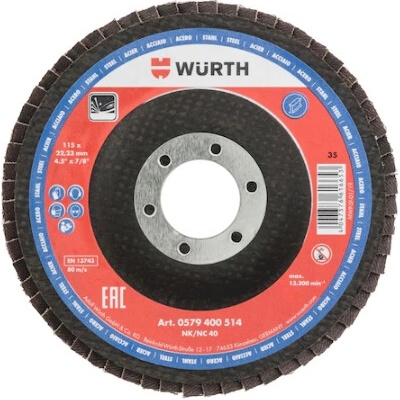 Würth Lamelový brusný kotouč na ocel syntetický korund 125 mm x 60 - Rovný