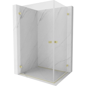 Mexen Lunar-B Duo душ кабина с врати 95 x 80 см, прозрачна, златно четкано - 832-095L-080P-55-00 (832-095L-080P-55-00)