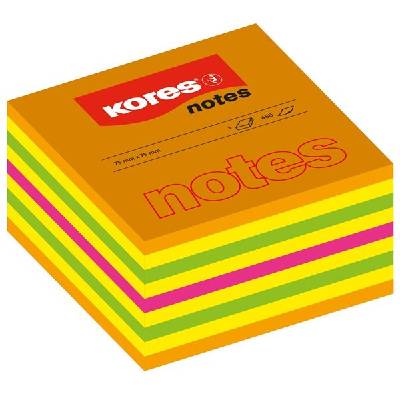 Kores Samolepicí bloček CUBO 75 × 75 mm - neonové barvy