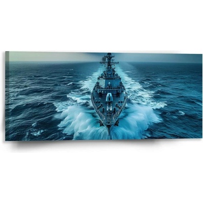 Sablio Obraz Válečná loď prorážející oceán - 110x50 cm
