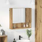 vidaXL Шкаф с огледало Дъб 59 x 17 x 55 см Инженерна дървесина (883373)