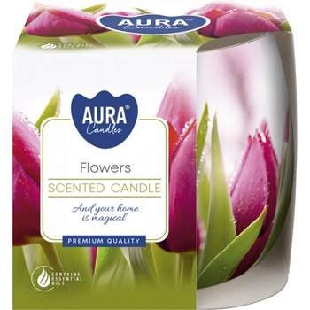 AURA Декоративна свещ с аромат aura flowers и горене 20 часа (sn71s-07)