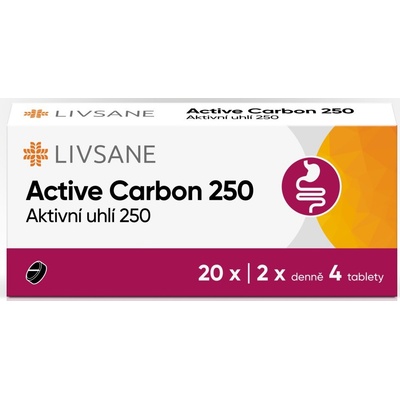 Livsane Active Carbon 250 20 tabliet