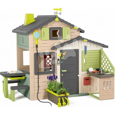 Smoby Domeček Přátel s květináčem v elegantních barvách Friends House Evo Playhouse