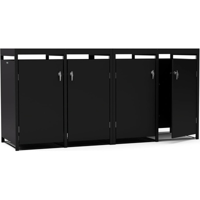 Blumfeldt BinSafe box na odpadky 4 odpadkové koše 240 l pozinkovaná oceľ KG29-4door-black-pl