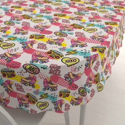 Biante Dětský bavlna oválný ubrus Sandra SA-604 Růžový retro styl 100x140 cm
