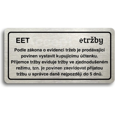 ACCEPT Piktogram EET - zjednodušený režim - stříbrná tabulka - černý tisk